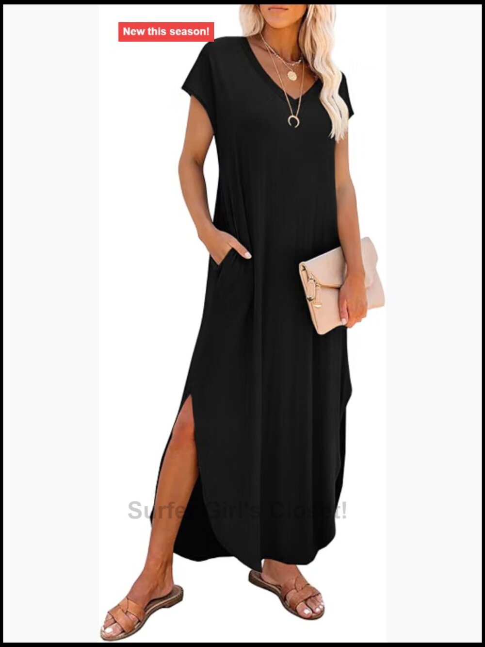 Women's Cap Sleeve Maxi Sundress with Pockets